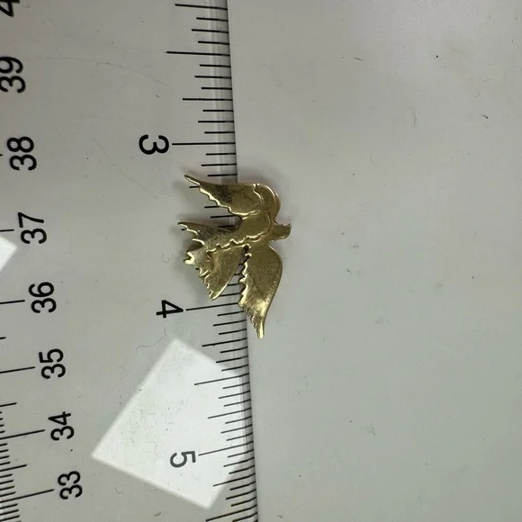 Flying dove 14K solid yellow gold pendan